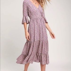 LuLu’s Lavender Floral Print Midi Dress